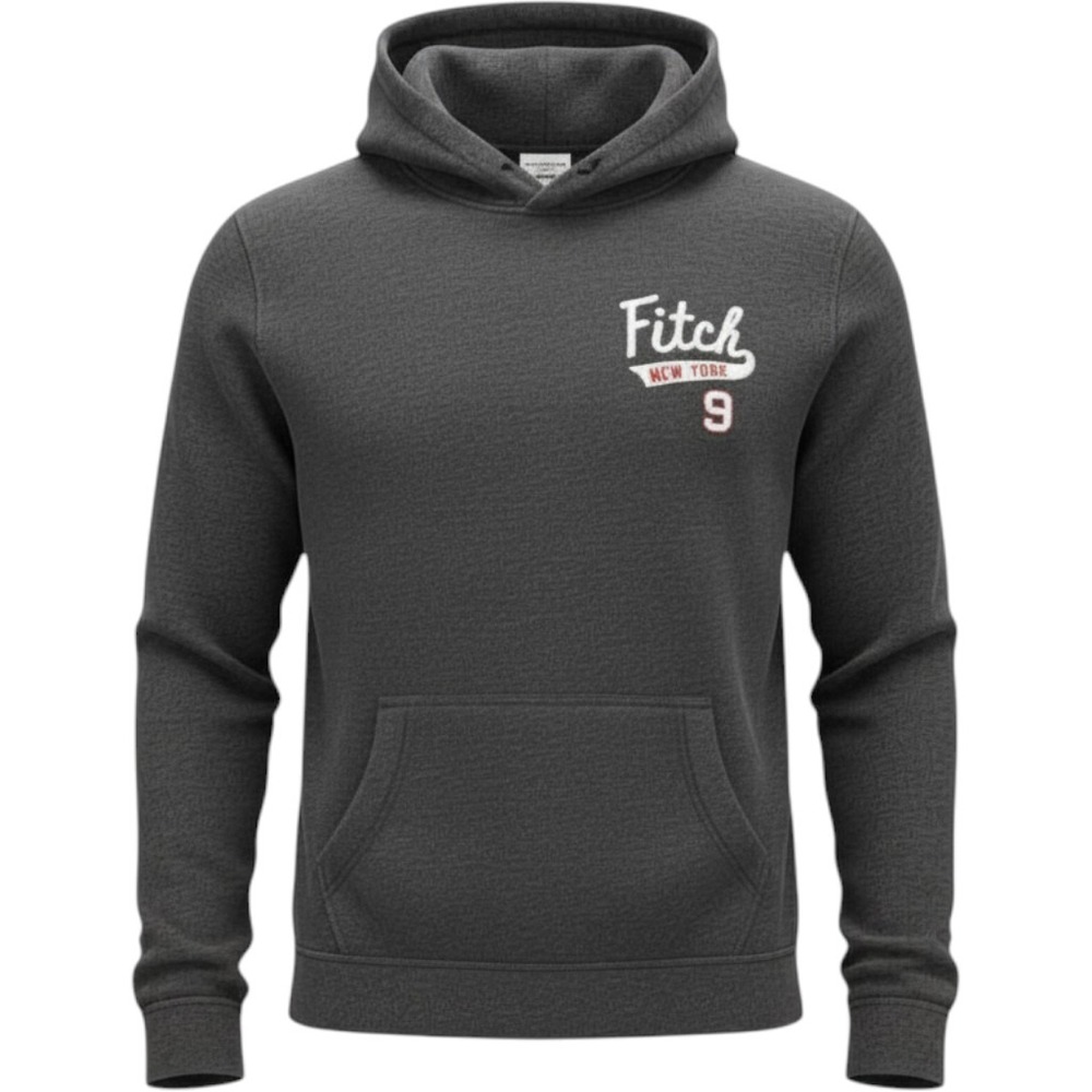 Abercrombie Kids Boys XL Gray Fitch New York 9 Embroidered Pullover Hoodie